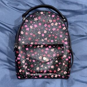Kate Spade Floral Mini Backpack - Pink Floral on Black - Women Bags
